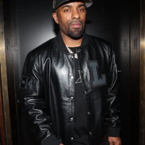 LODDO GRAND "Blackout" LEATHER VARSITY JACKET