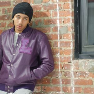LODDO GRAND "PURPLE" LEATHER VARSITY JACKET