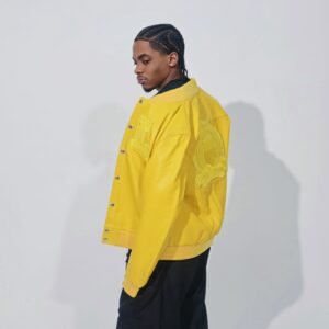 LODDO GRAND LEATHER VARSITY JACKET (YELLOW)