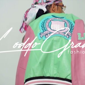 Loddo Grand "Mint & Pink"Leather Varsity Jacket